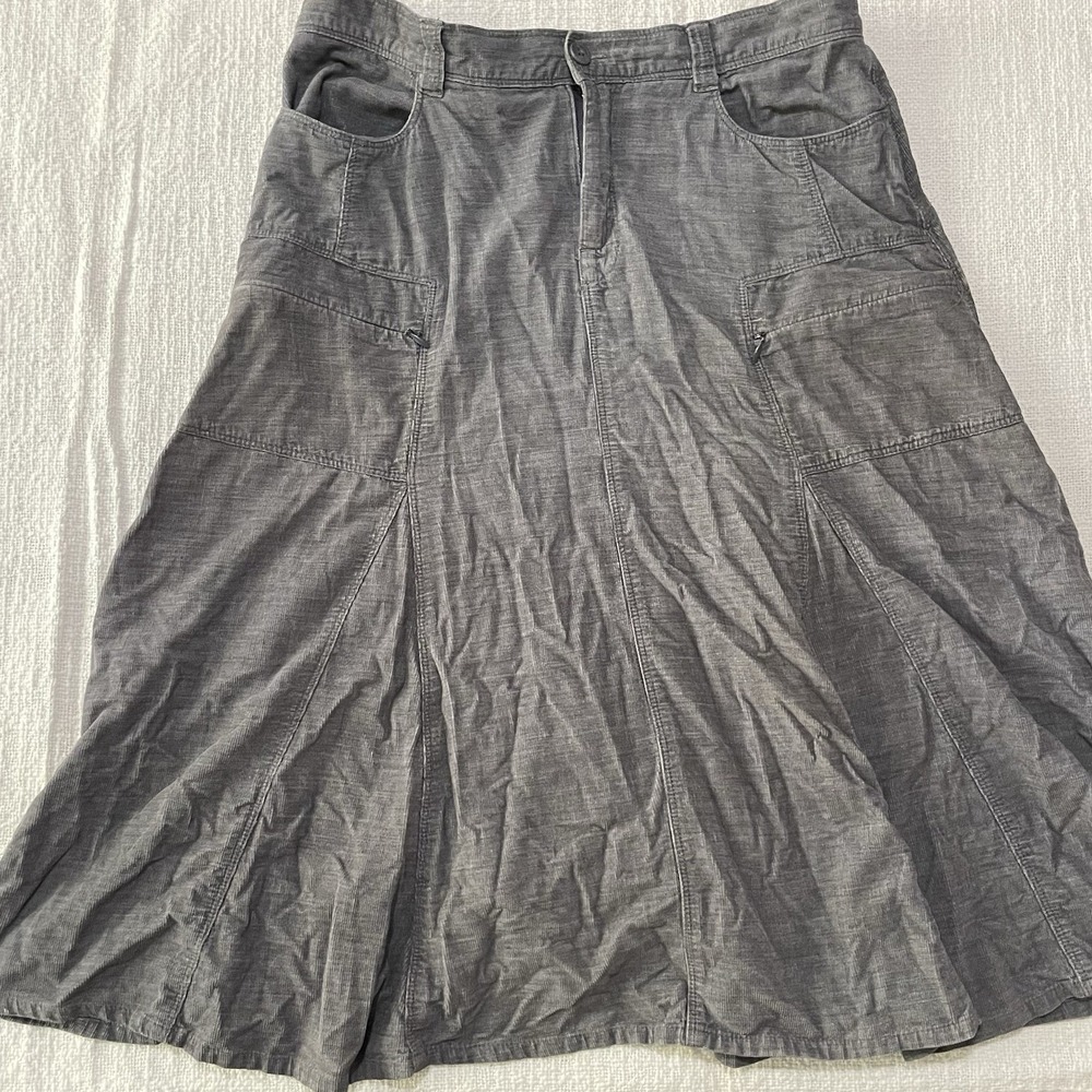 Royal Robbins Women's 4 Gray Corduroy Belt Loop Skirt Preppy‎ Classic Y2K